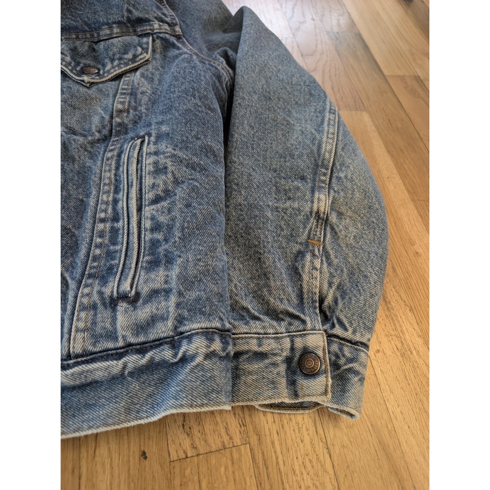 VTG 80s Levis Sherpa Lined Denim Trucker Jacket USA Made 70608 42R Streetwear - Picture 8 of 16